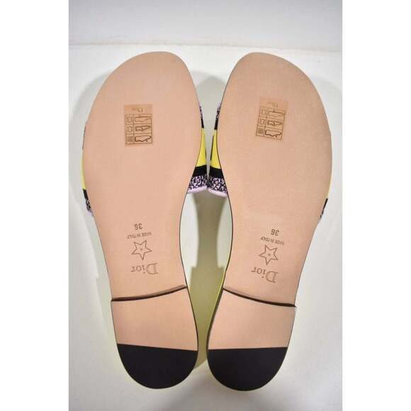 Christian Dior Dway D Jungle Yellow Black Embroidered Logo Slide Flat Sandal 36 - Picture 12 of 12